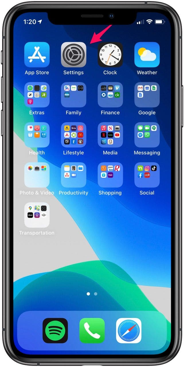 Ouvrez l'application Paramètres