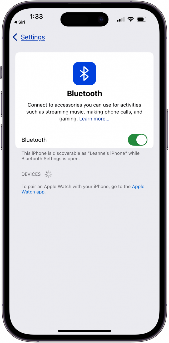 Demandez à Siri d'ouvrir les paramètres Bluetooth Demandez à Siri d'ouvrir les paramètres Bluetooth