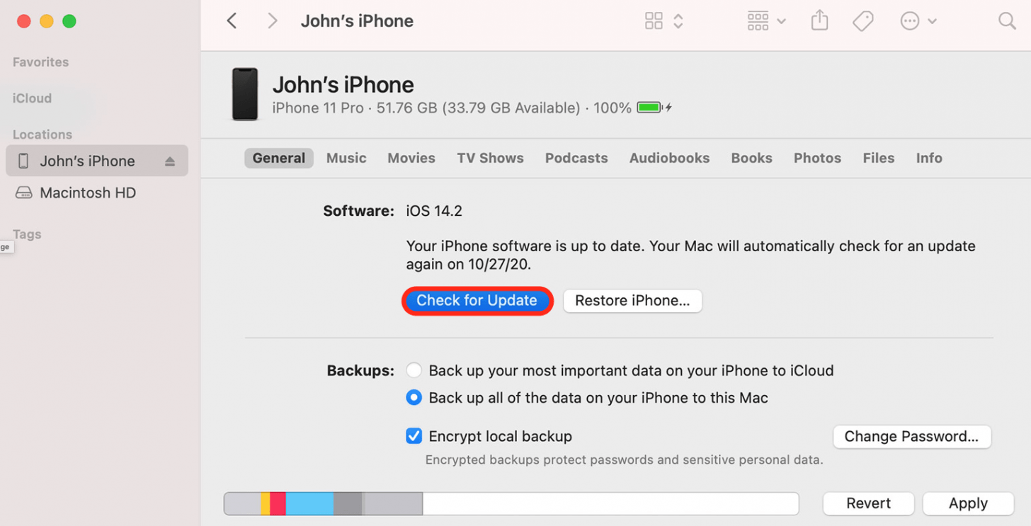 Mettez à jour mon iPhone avec Finder sur Mac Mettez à jour mon iPhone avec Finder sur Mac