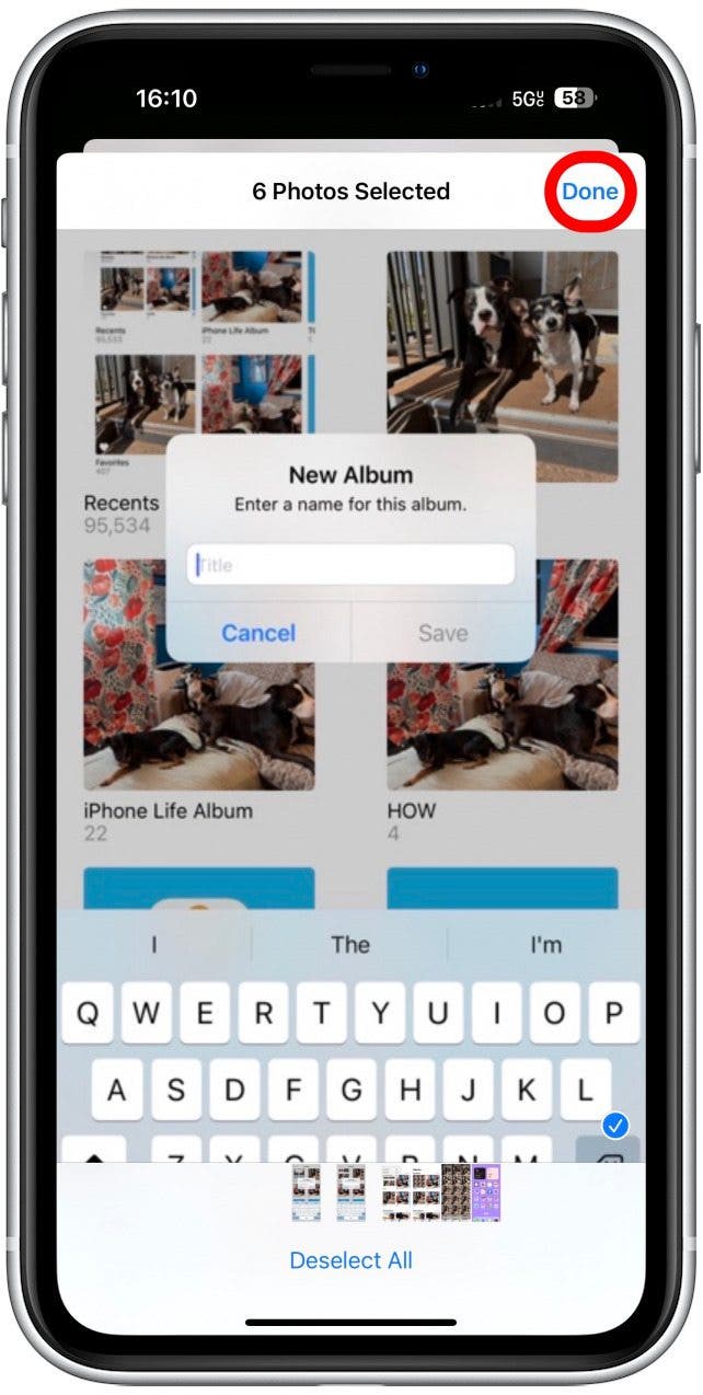 Appuyez sur Terminé pour arrêter de visualiser vos photos sélectionnées.