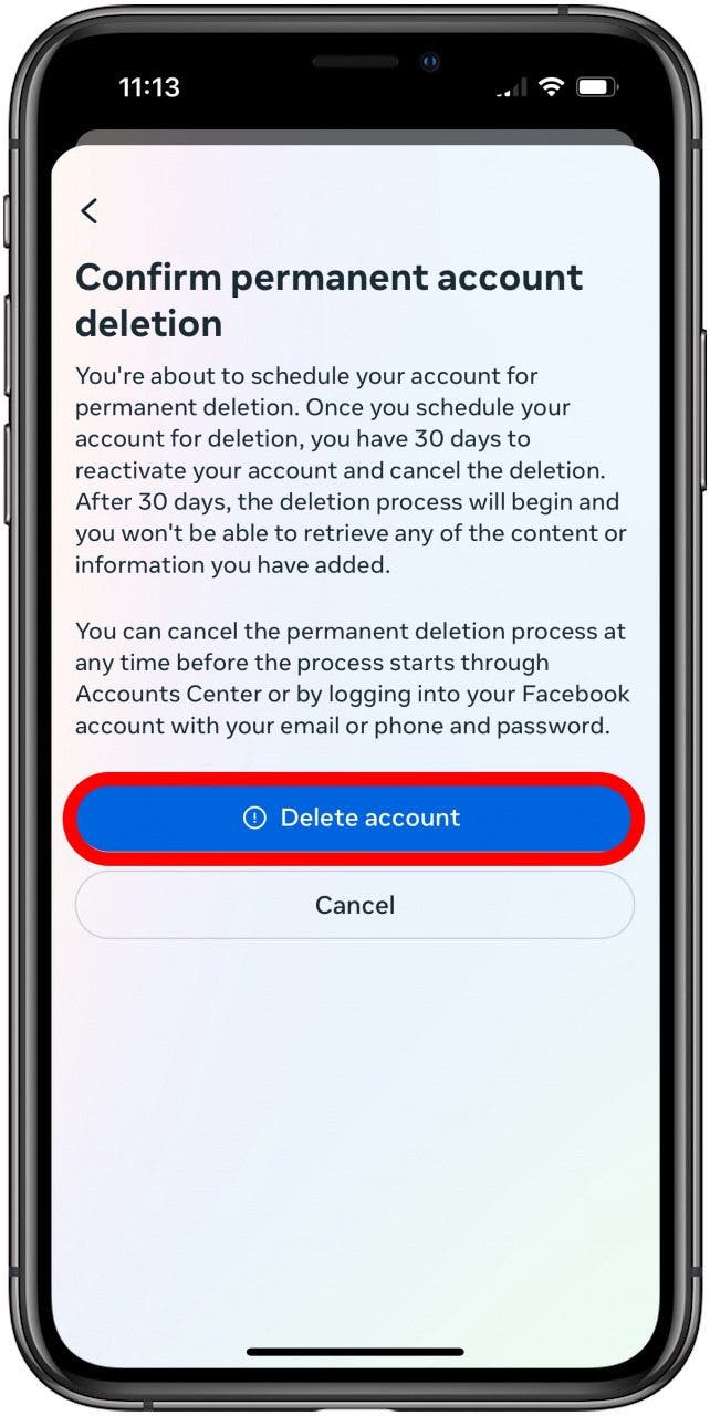Comment supprimer le compte Facebook iPhone Appuyez le compte de suppression Comment supprimer le compte Facebook iPhone Appuyez le compte de suppression
