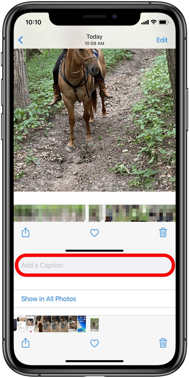 Appuyez sur la zone Ajouter une légende