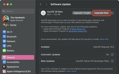 2install macOS 26 bêta