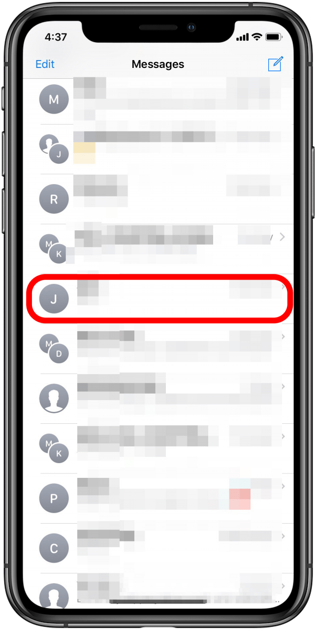 Appuyez sur la conversation