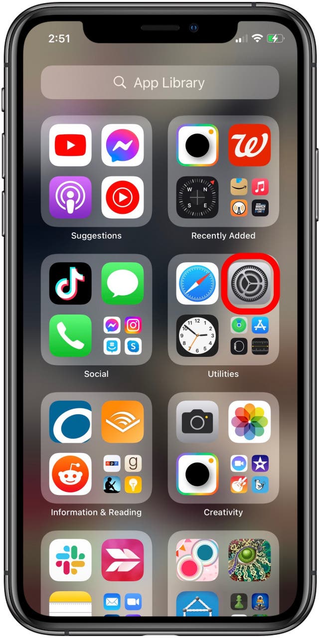Application Paramètres iPhone