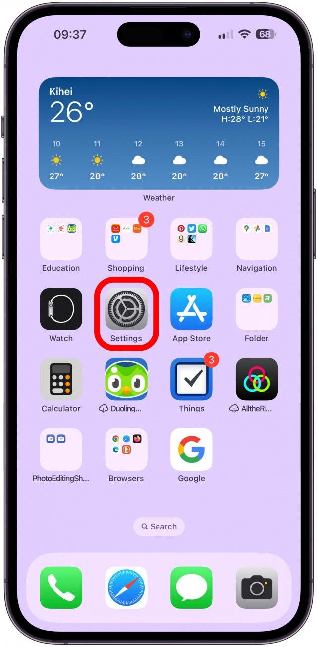 Pour accéder aux paramètres de l'itinérance de données sur iPhone, ouvrez les paramètres.
