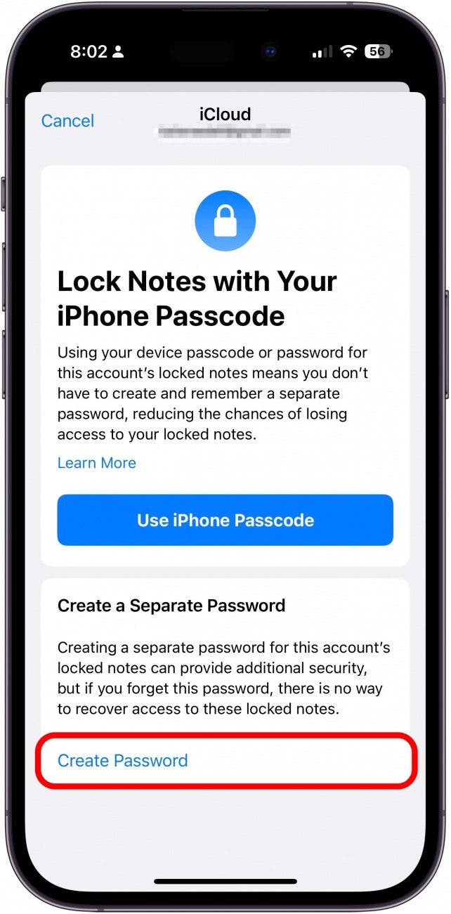 Appuyez sur Créer un mot de passe. Ensuite, revenez à vos autres comptes et faites de même pour chacun avec un mot de passe différent!