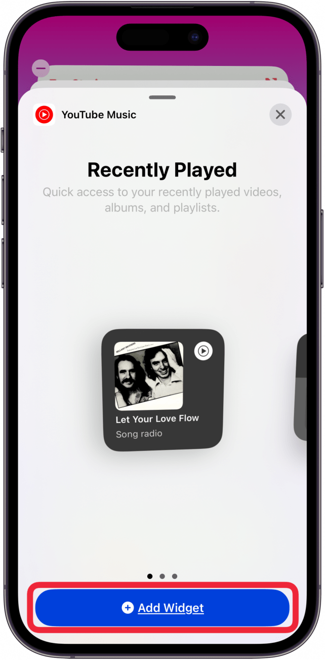 Appuyez sur Ajouter un widget pour confirmer que vous souhaitez le nouveau widget dans votre vue aujourd'hui Appuyez sur Ajouter un widget pour confirmer que vous souhaitez le nouveau widget dans votre vue aujourd'hui
