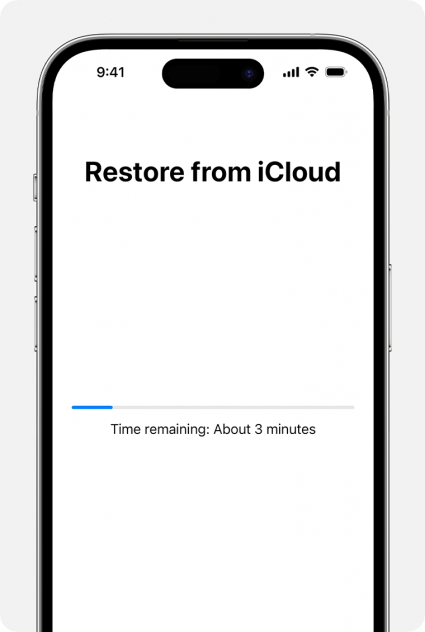 Écran de restauration de dos iPhone affichant une barre de progression