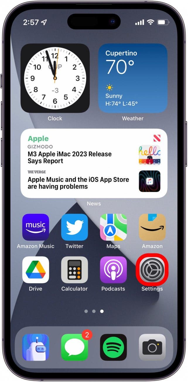 Sur votre iPhone, ouvrez l'application Paramètres.