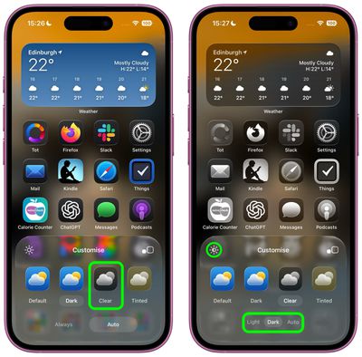 Rendre les icônes de l'application à la maison claire iOS