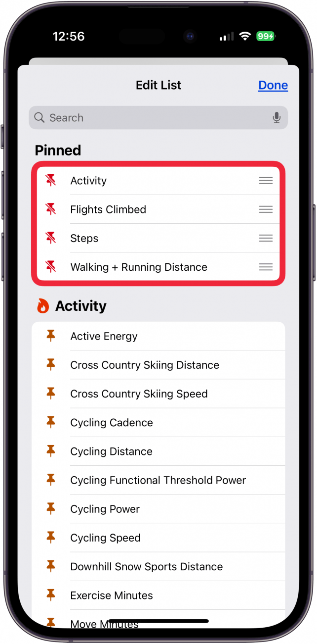 Appuyez sur l'icône Push Pin pour activer le compteur de pas iPhone Appuyez sur l'icône Push Pin pour activer le compteur de pas iPhone