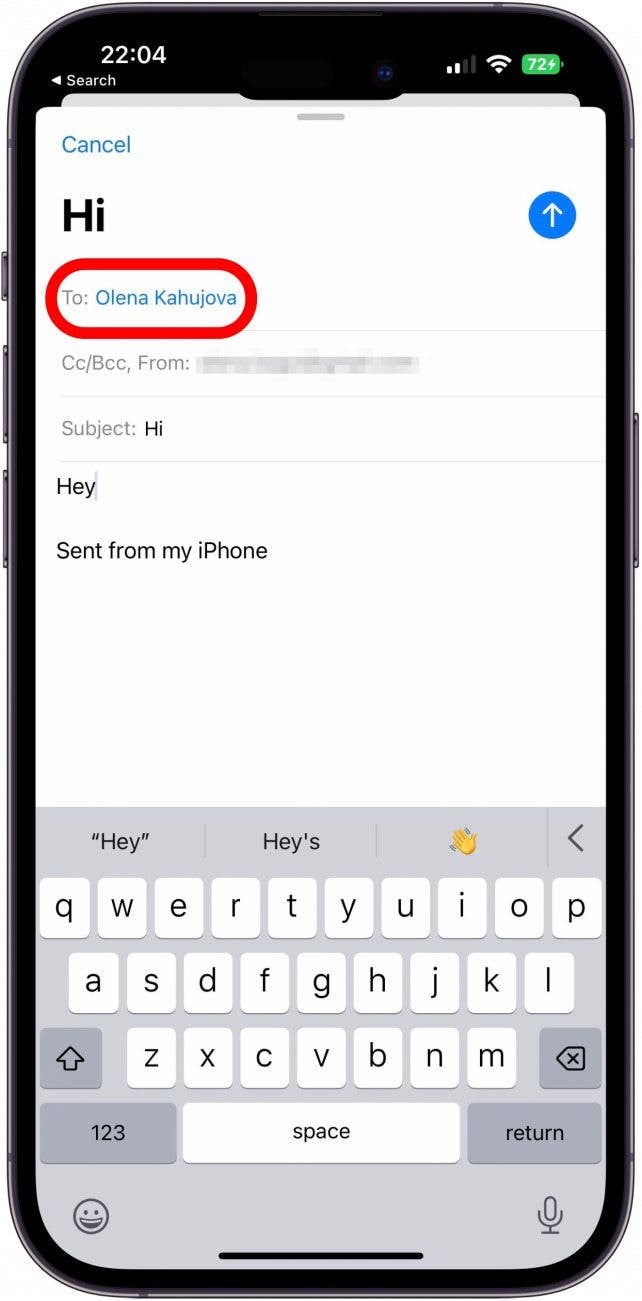 Rédiger un e-mail et sélectionner un destinataire; Vous pouvez créer une pratique à vous envoyer.
