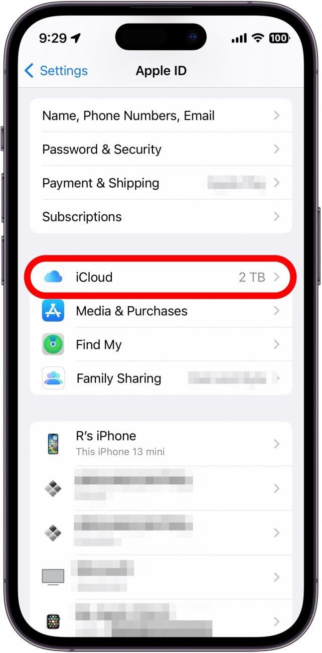 Appuyez sur iCloud.