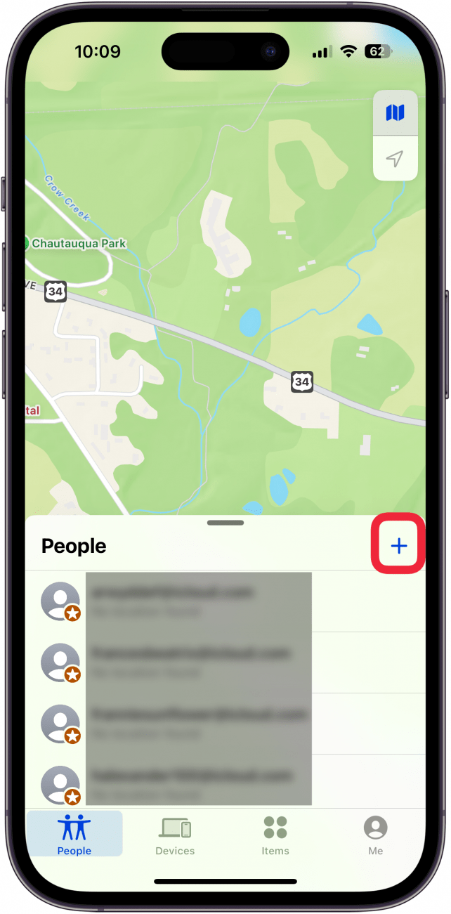 Appuyez sur le panneau Plus pour partager l'emplacement de l'iPhone Appuyez sur le panneau Plus pour partager l'emplacement de l'iPhone