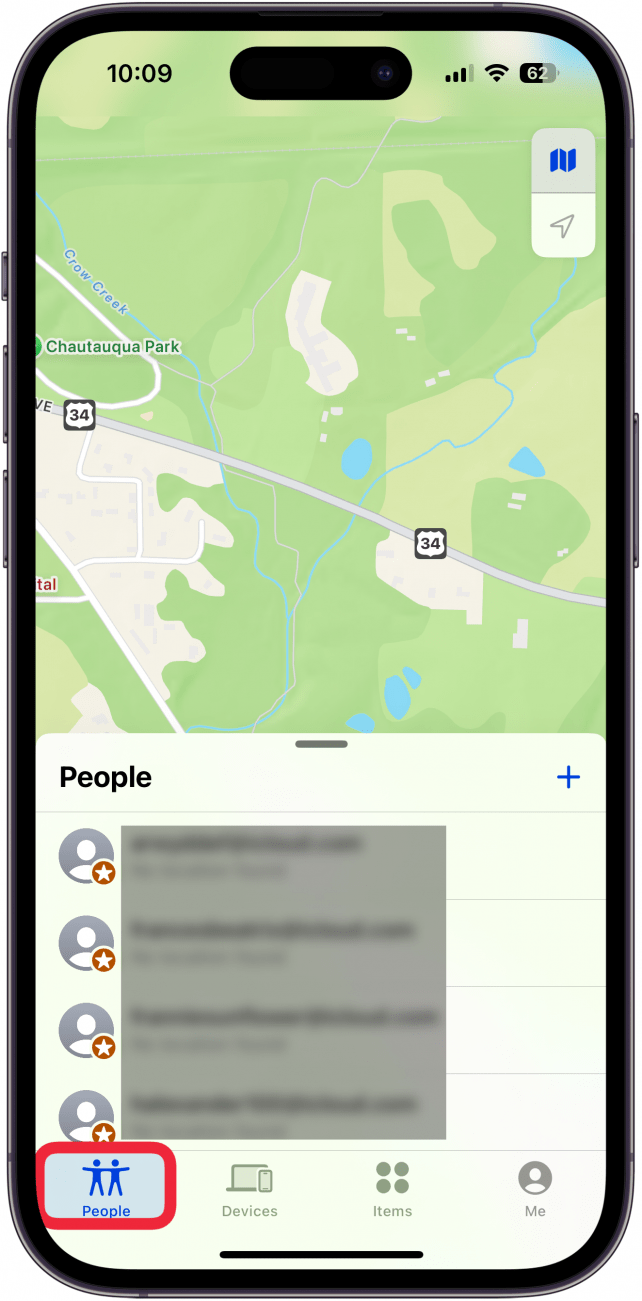 Appuyez sur l'onglet People pour partager l'emplacement iPhone Appuyez sur l'onglet People pour partager l'emplacement iPhone