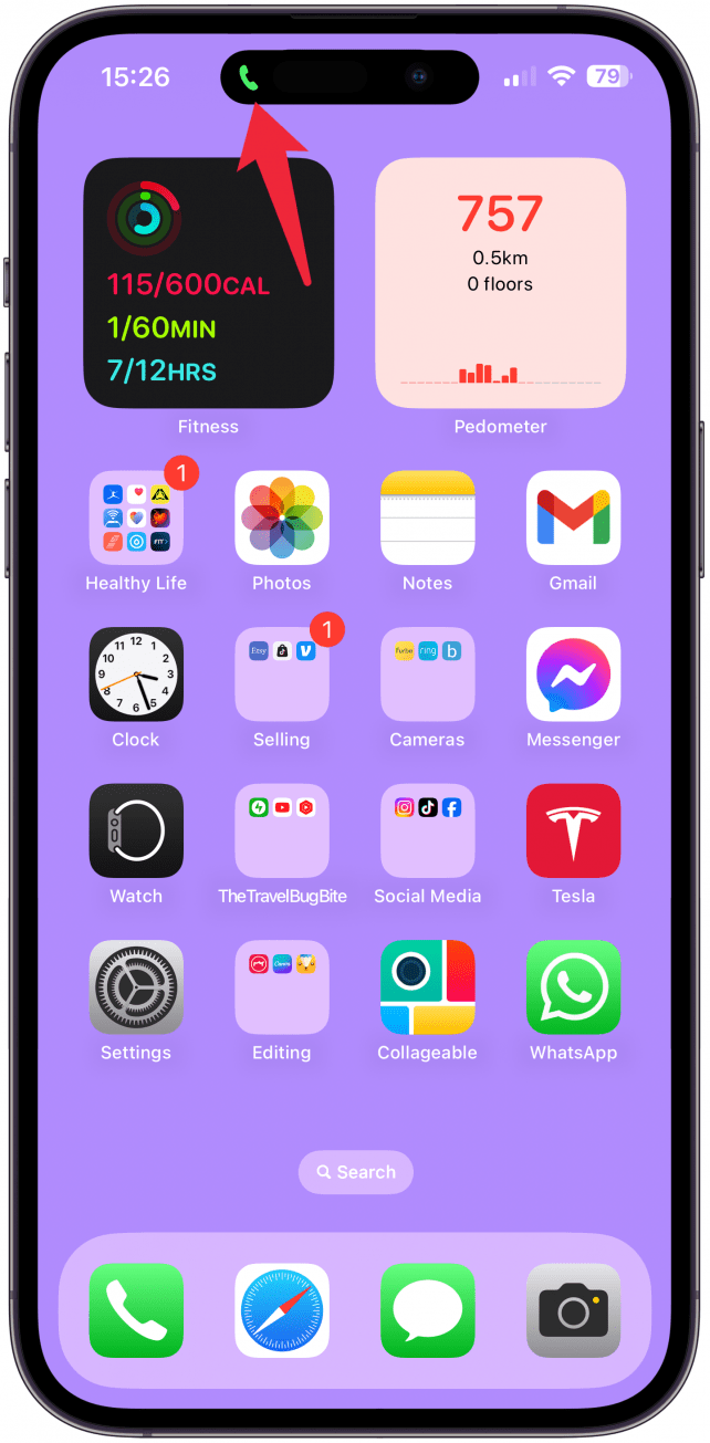 Sur votre iPhone, appuyez sur l'icône verte en haut de votre écran.