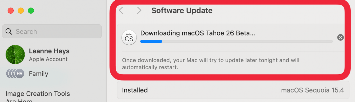 La barre de progression montre le téléchargement du logiciel macOS Beta Progress La barre de progression montre le téléchargement du logiciel macOS Beta Progress