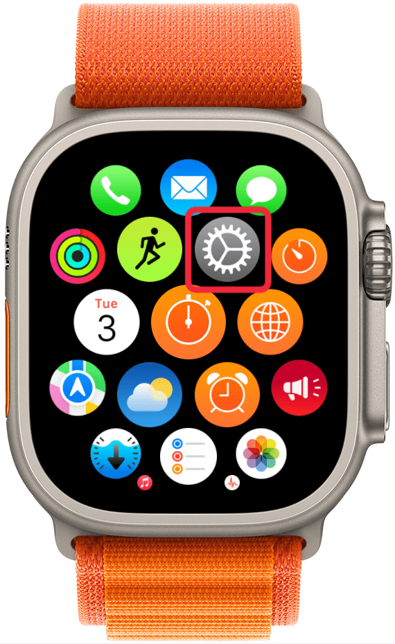 Ouvrez l'application Paramètres sur votre Apple Watch.