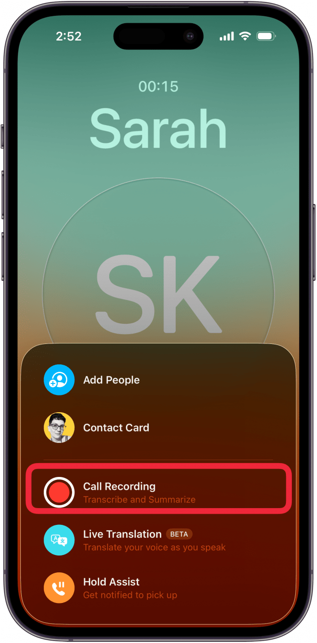 Appuyez sur l'enregistrement des appels pour commencer l'enregistrement des appels iPhone Appuyez sur l'enregistrement des appels pour commencer l'enregistrement des appels iPhone