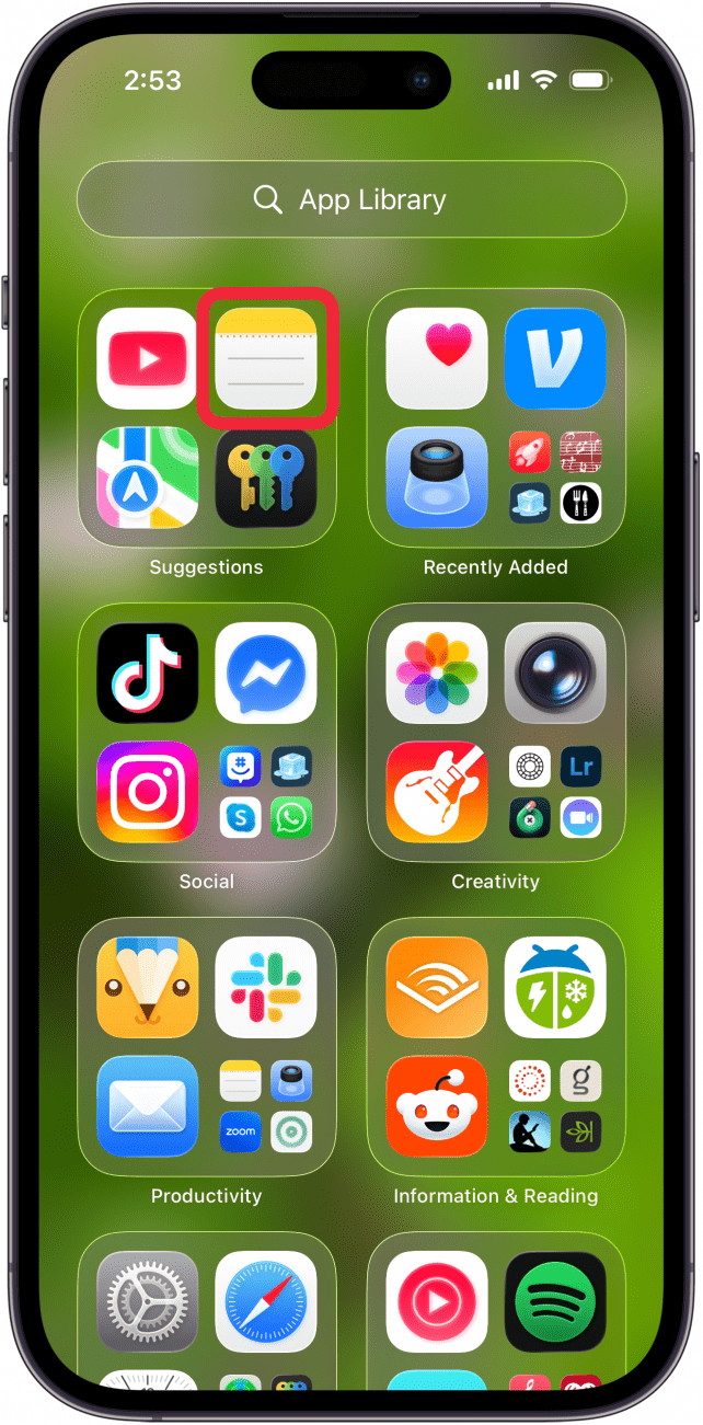 Ouvrez l'application Notes sur iPhone Ouvrez l'application Notes sur iPhone