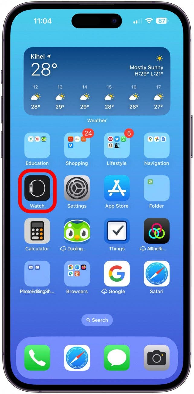 Ouvrez l'application Watch sur votre iPhone.