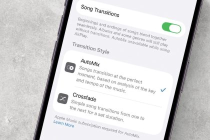 Comment desactiver les transitions de chansons de la musique Apple