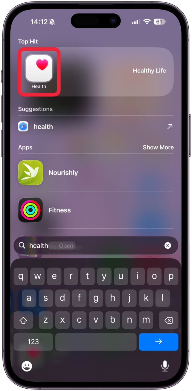 Ouvrez l'application Santé.