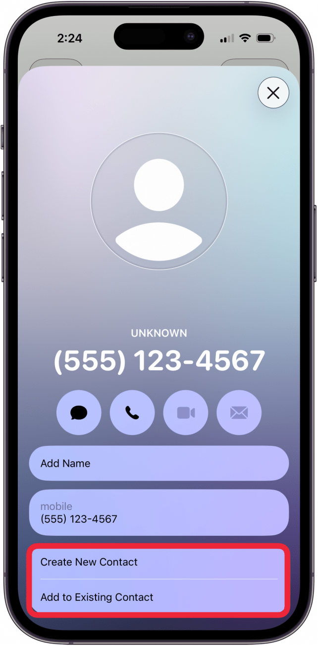 appuyez sur créer un nouveau contact ou ajouter à un contact existant appuyez sur créer un nouveau contact ou ajouter à un contact existant