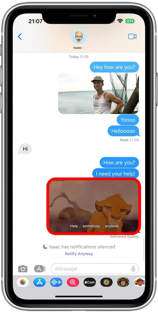 Appuyez et maintenez le message texte que vous souhaitez supprimer.