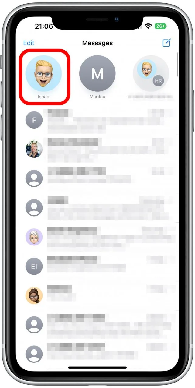 Localisez le fil de conversation.