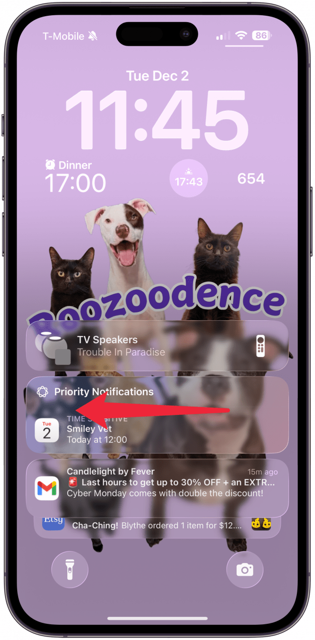 Faites glisser votre doigt de droite à gauche sur la notification.