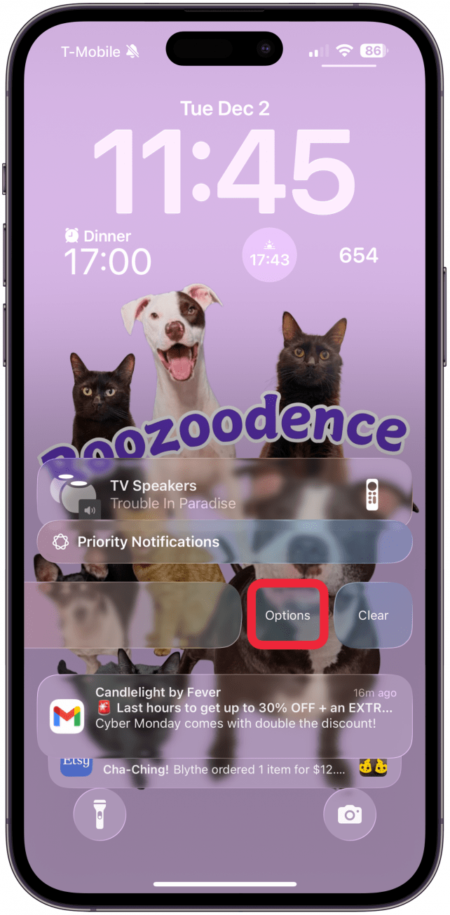 Appuyez sur Options.