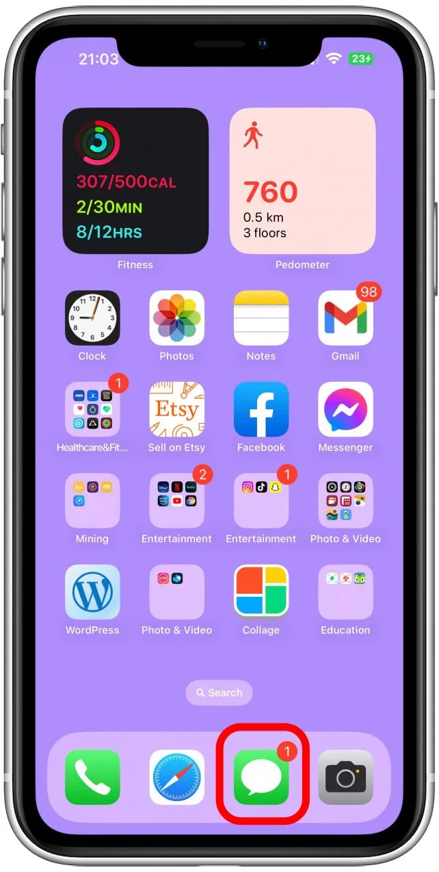 Ouvrez Messages.